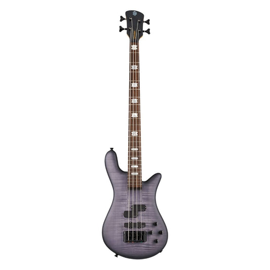 Front view of Spector Euro 4 LX Bolt-On Bass Guitar Nightshade on white background