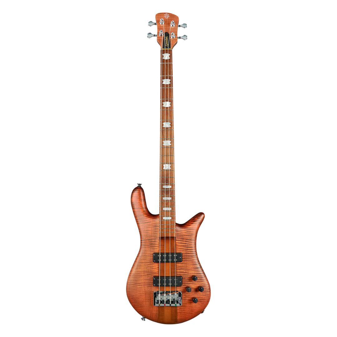 Front view of Spector Euro 4 RST Bass Guitar Sienna Stain Matte on white background