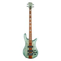 Front view of Spector Euro 4 RST Bass Guitar Turquoise Tide Matte on white background