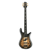 Front view of Spector Euro 5 CST Bass Guitar Natural Black Burst Gloss on white background