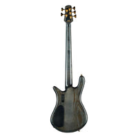Rear view of Spector Euro 5 CST Bass Guitar Natural Black Burst Gloss on white background