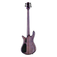 Rear view of Spector Euro 5 CST Bass Guitar Natural Violet Burst Gloss on white background