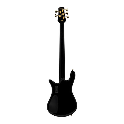 Rear view of Spector Euro 5 Classic Bass Guitar Solid Black on white background