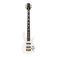 Front view of Spector Euro 5 Classic Bass Guitar Solid White on white background