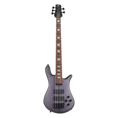 Front view of Spector Euro 5 LX Bass Guitar Nightshade on white background
