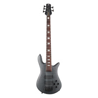 Front view of Spector Euro 5 LX Bass Guitar Transparent Black on white background