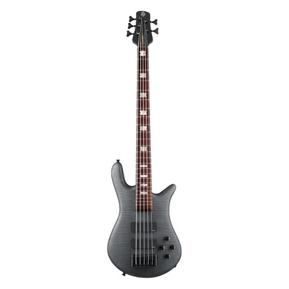 Front view of Spector Euro 5 LX Bass Guitar Transparent Black on white background