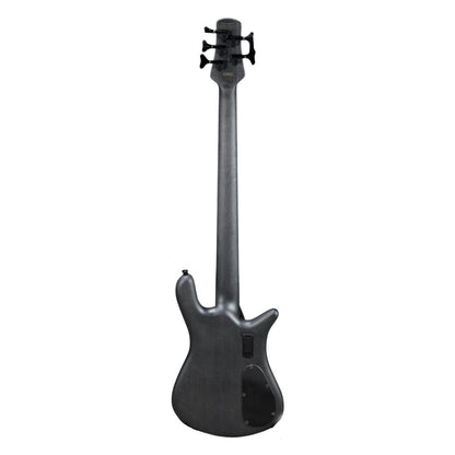 Rear view of Spector Euro 5 LX Bass Guitar Transparent Black Left-Handed on white background