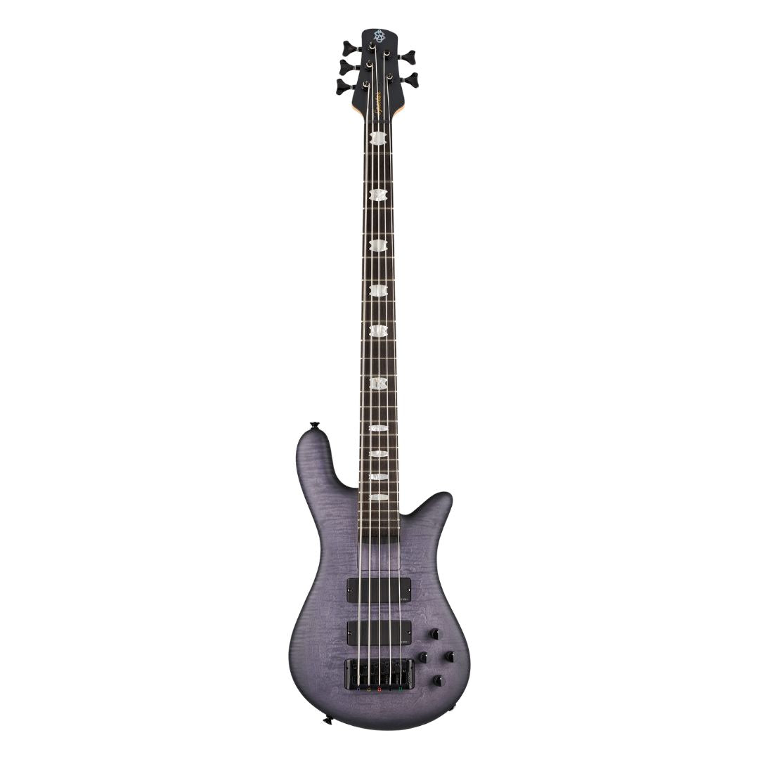 Front view of Spector Euro 5 LX Bolt-On Bass Guitar Nightshade on white background