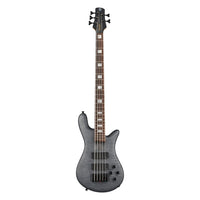 Front view of Spector Euro 5 LX Bolt-On Bass Guitar Transparent Black on white background