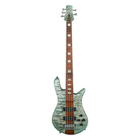 Front view of Spector Euro 5 RST Bass Guitar Turquoise Tide Matte on white background
