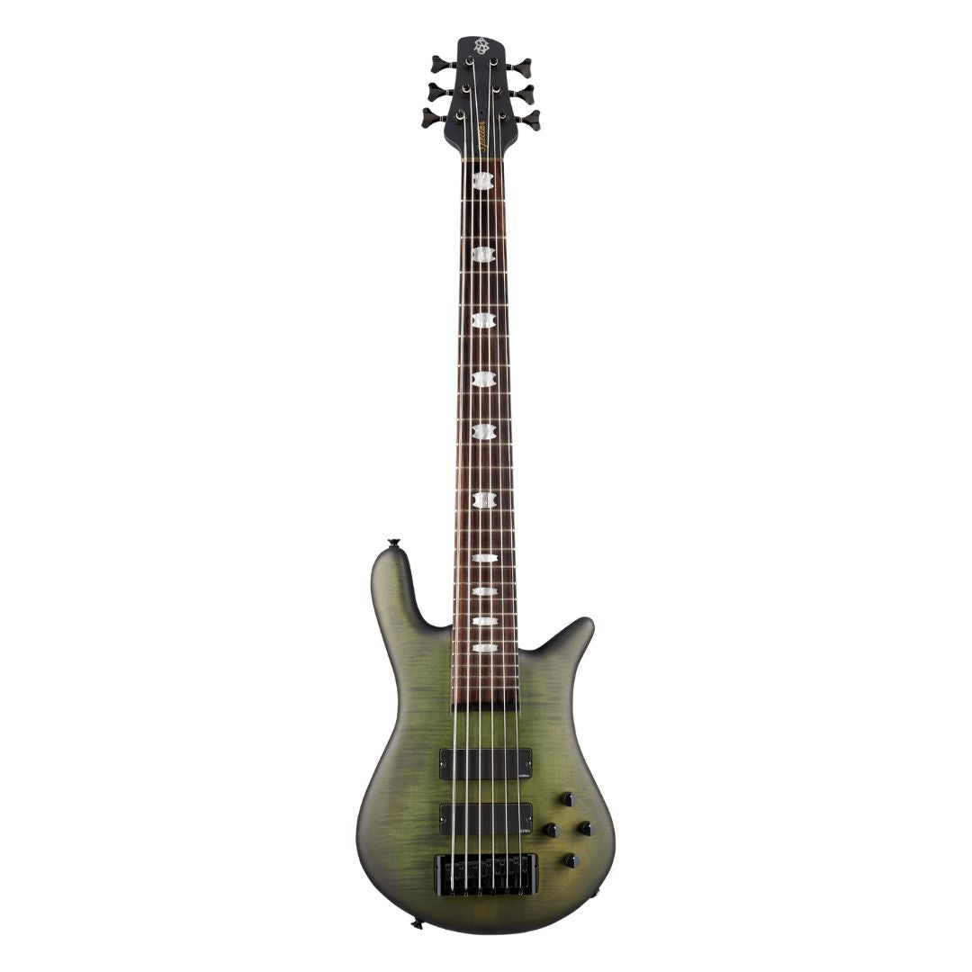 Front view of Spector Euro 6 LX Bass Guitar Haunted Moss on white background