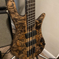 Close up front view of Spector NS Dimension 4-String Bass Guitar Super Faded Black Gloss in studio