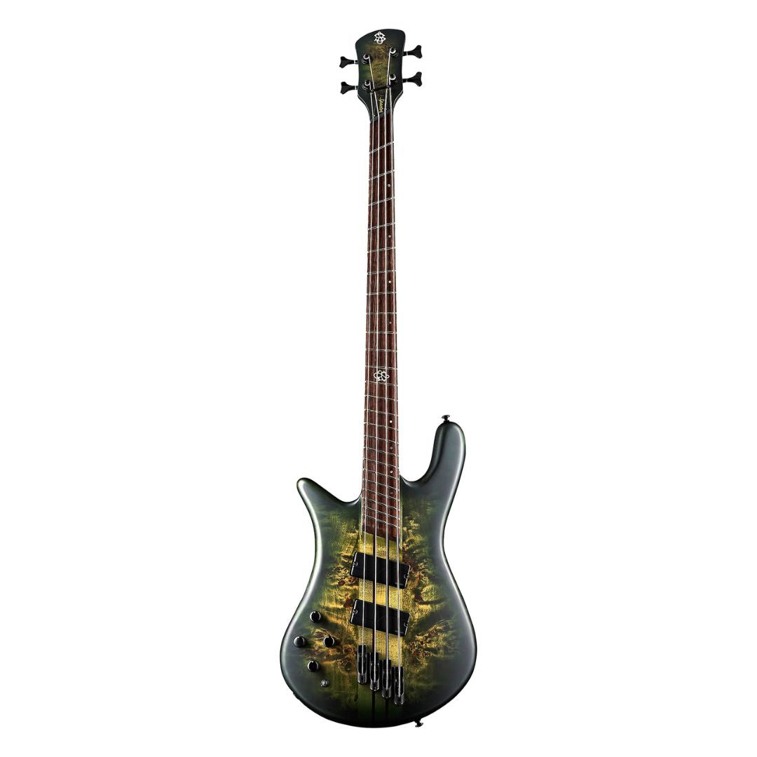Front view of Spector NS Dimension 4-String Bass Guitar Left-Handed Haunted Moss Matte on white background