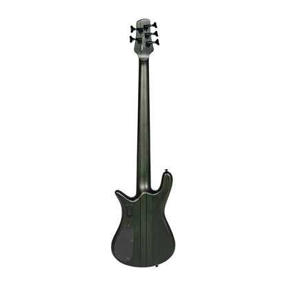 Rear view of Spector NS Dimension 5-String Bass Guitar Haunted Moss Matte on white background