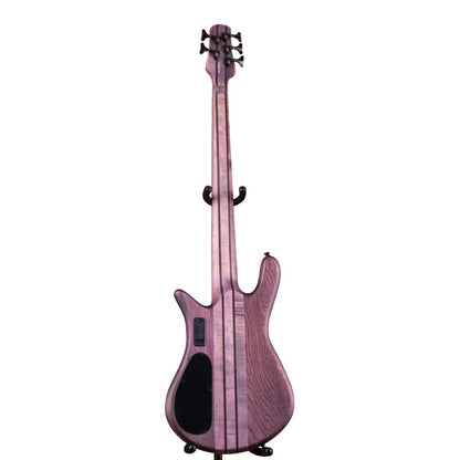 Rear view of Spector NS Dimension 5-String Bass Guitar Reverse Purple on white background