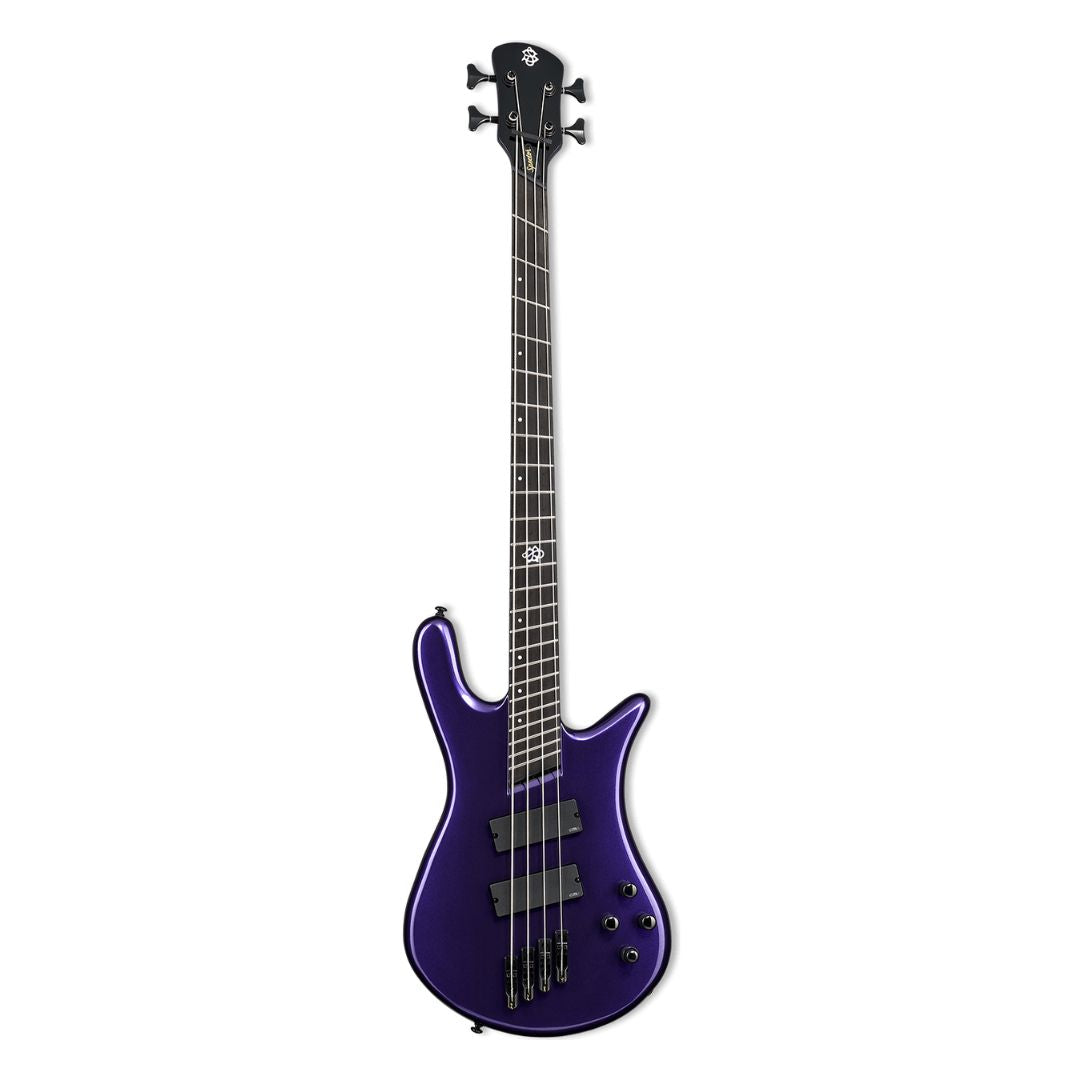 Front view of Spector NS Dimension HP 4-String Bass Guitar Plum Crazy Gloss on white background