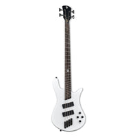 Front view of Spector NS Dimension HP 4-String Bass Guitar White Sparkle Gloss on white background