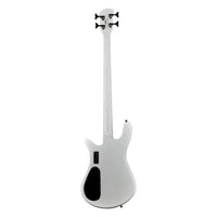 Rear view of Spector NS Dimension HP 4-String Bass Guitar White Sparkle Gloss on white background