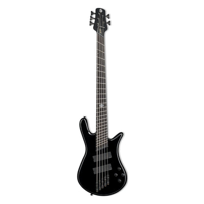 Front view of Spector NS Dimension HP 5-String Bass Guitar Black Gloss on white background