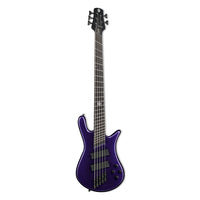 Front view of Spector NS Dimension HP 5-String Bass Guitar Plum Crazy Gloss on white background
