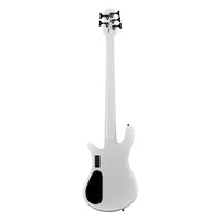 Rear view of Spector NS Dimension HP 5-String Bass Guitar White Sparkle Gloss on white background