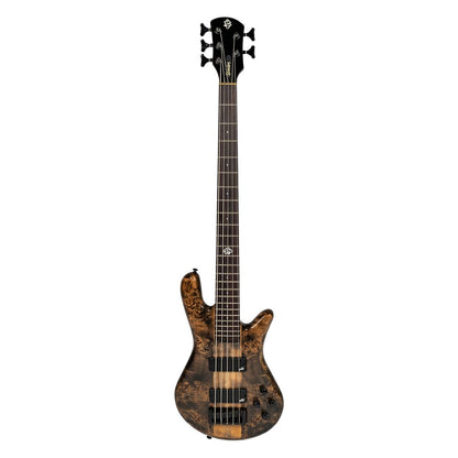 Front view of Spector NS Ethos 5-String Bass Guitar Super Faded Black Gloss on white background