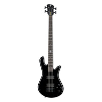 Front view of Spector NS Ethos HP 4-String Bass Guitar Black Gloss on white background