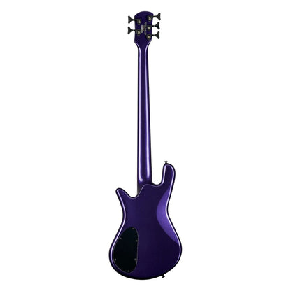 Rear view of Spector NS Ethos HP 5-String Bass Guitar Plum Crazy Gloss on white background