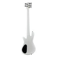 Rear view of Spector NS Ethos HP 5-String Bass Guitar White Sparkle Gloss on white background