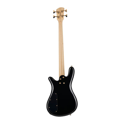 Rear view of Spector NS Icon Bolt-On 4-String Bass Guitar Black Gloss on white background