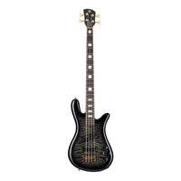 Front view of Spector NS Icon Bolt-On 4-String Bass Guitar Black Stain Gloss on white background
