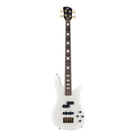 Front view of Spector NS Icon Bolt-On 4-String Bass Guitar White Gloss on white background