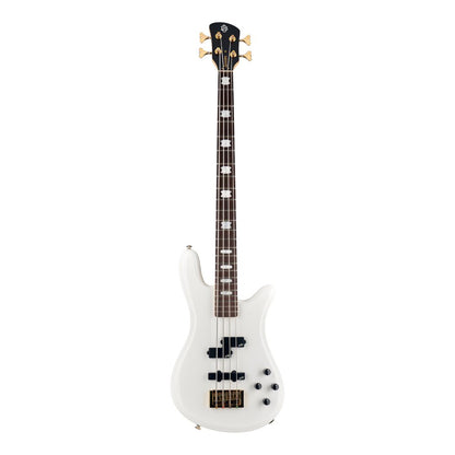 Front view of Spector NS Icon Bolt-On 4-String Bass Guitar White Gloss on white background