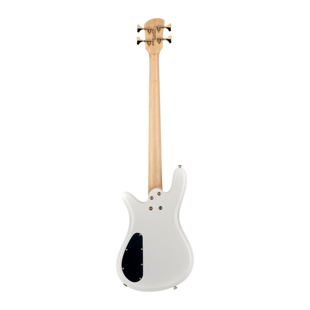 Rear view of Spector NS Icon Bolt-On 4-String Bass Guitar White Gloss on white background