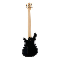 Rear view of Spector NS Icon Bolt-On 5-String Bass Guitar Black Gloss on white background