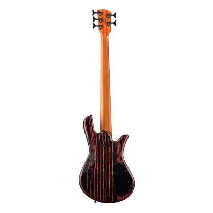 Rear view of Spector NS Pulse 5-String Left-Handed Bass Guitar (Cinder Red) on white background