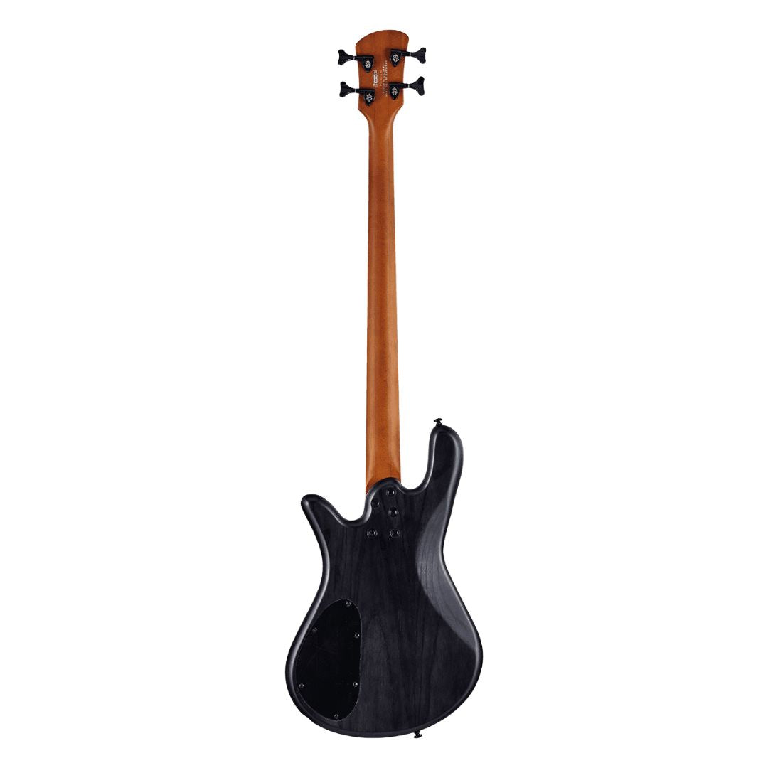 Rear view of Spector NS Pulse II 4-String Bass Guitar (Black Stain Matte) on white background