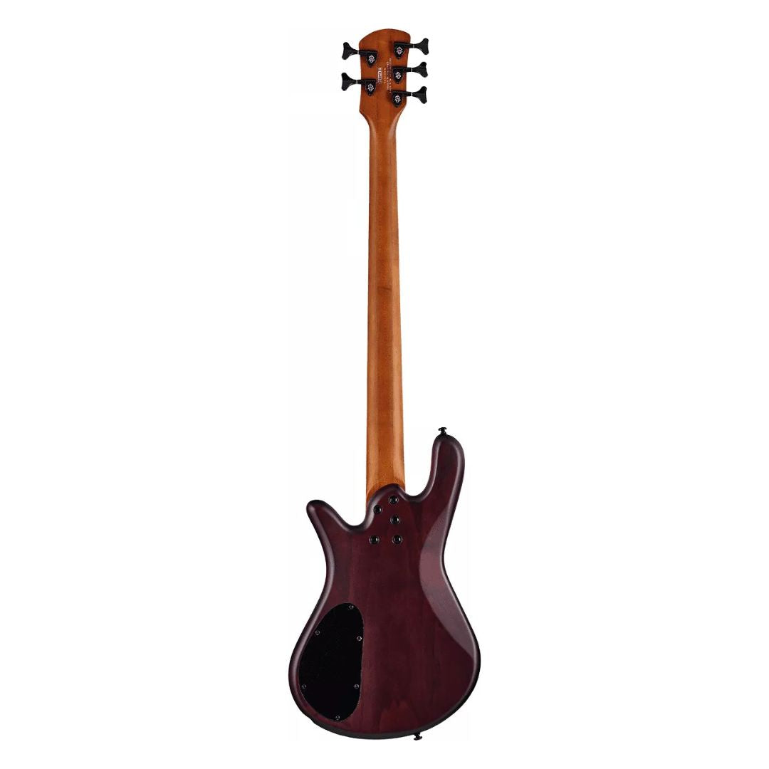 Rear view of Spector NS Pulse II 5-String Bass Guitar Black Cherry Matte on white background