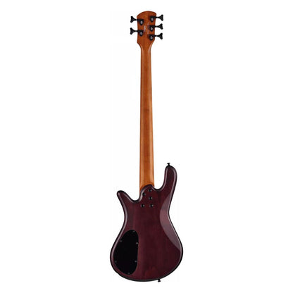 Rear view of Spector NS Pulse II 5-String Bass Guitar Black Cherry Matte on white background