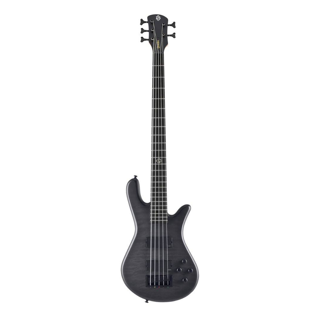 Front view of Spector NS Pulse II 5-String Bass Guitar Black Stain Matte on white background