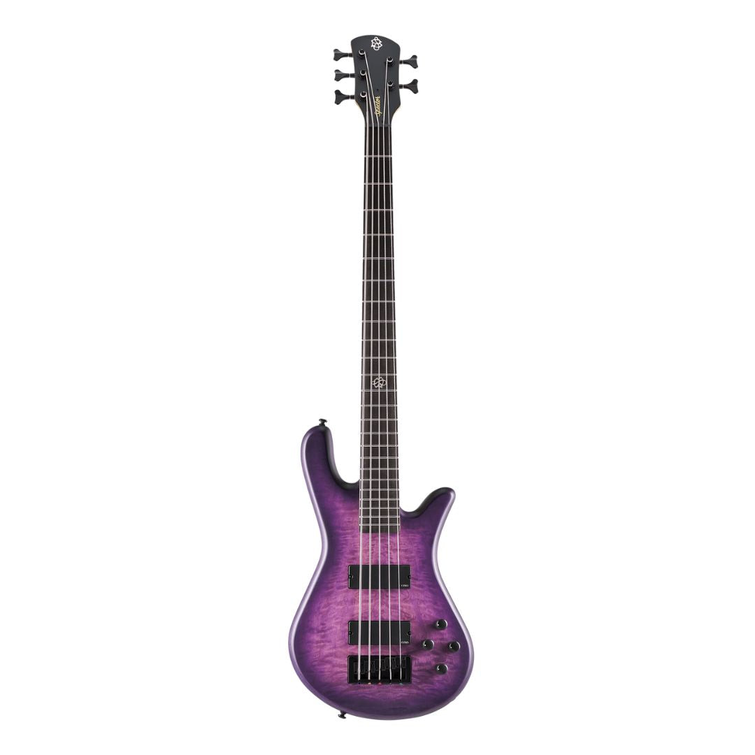 Front view of Spector NS Pulse II 5-String Bass Guitar Ultra Violet Matte on white background
