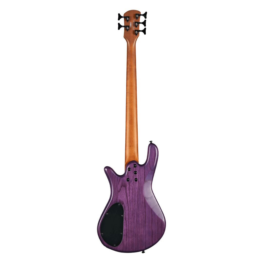 Rear view of Spector NS Pulse II 5-String Bass Guitar Ultra Violet Matte on white background