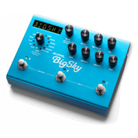 Angled top view of Strymon BigSky Reverberator Pedal on white background