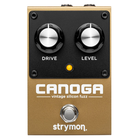 Front view of Strymon Canoga Vintage Silicon Fuzz Pedal on white background