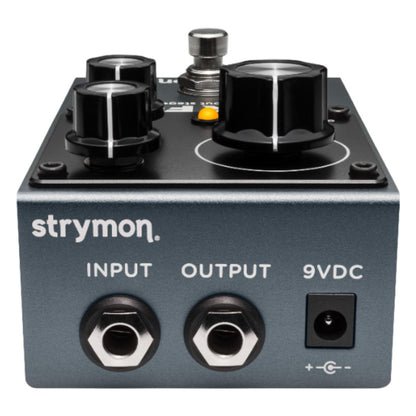 Top jacks view of Strymon Farifax Class A Output Stage Drive Pedal on white background