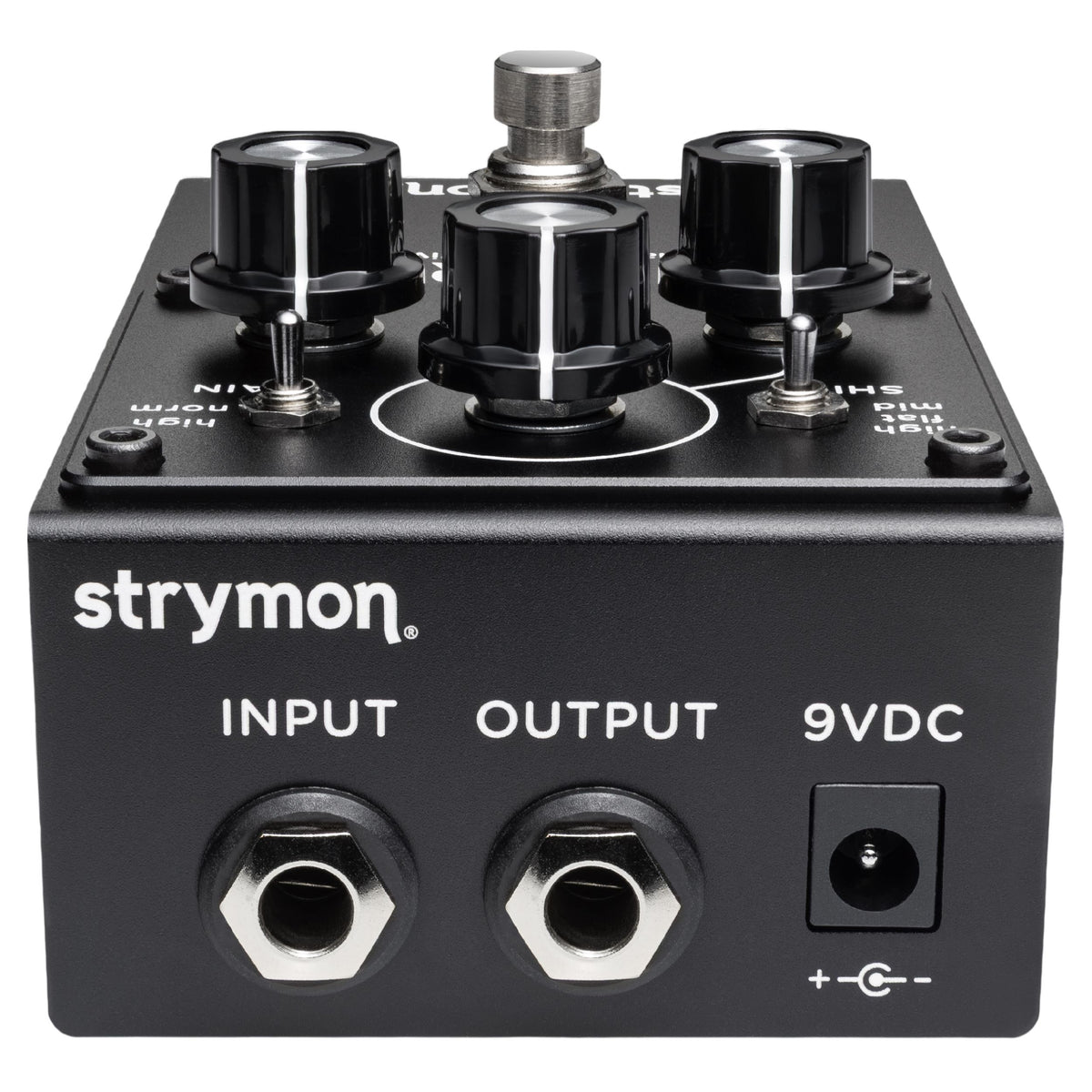Top ports view of Strymon La Brea Analog Tape Drive Pedal on white background