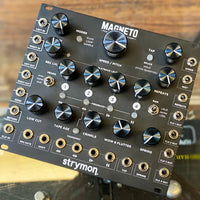 Front view of Strymon Magneto Tape Delay & Looper Eurorack Module with studio background