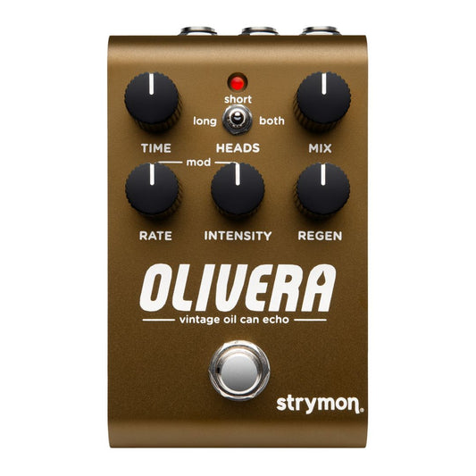 Front view of Strymon Olivera Vintage Oil Can Echo Pedal on white background