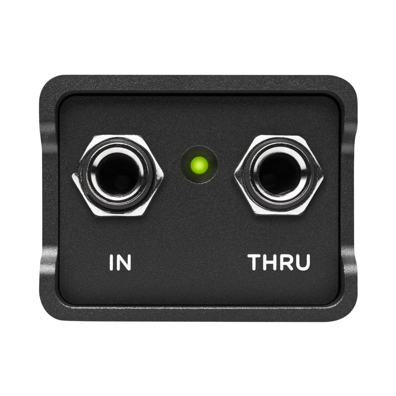 Quarter inch jacks view of Strymon PCH X1 Active DI Isolator on white background